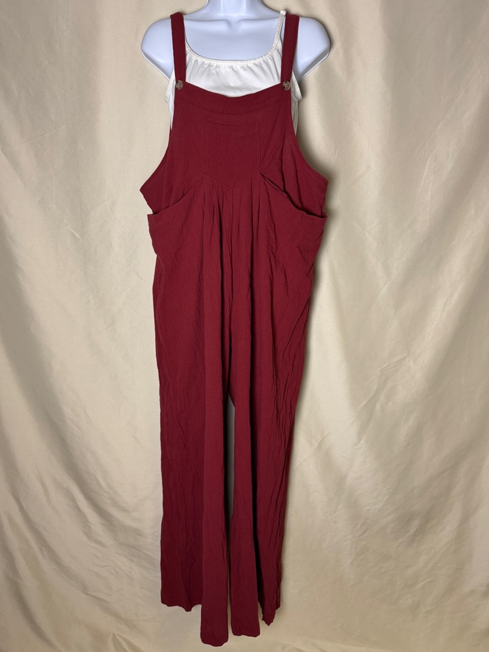 Women's Burgundy Wide-Leg Overalls